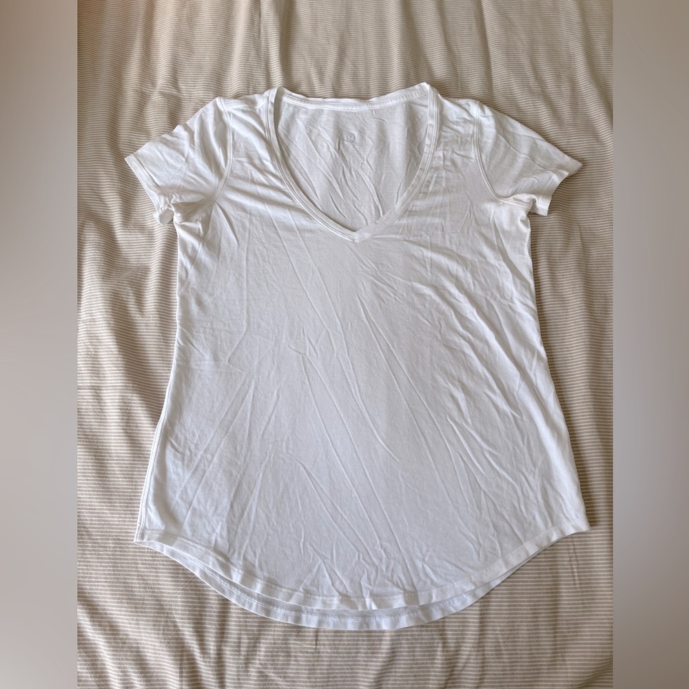 Lululemon White V-neck T-shirt